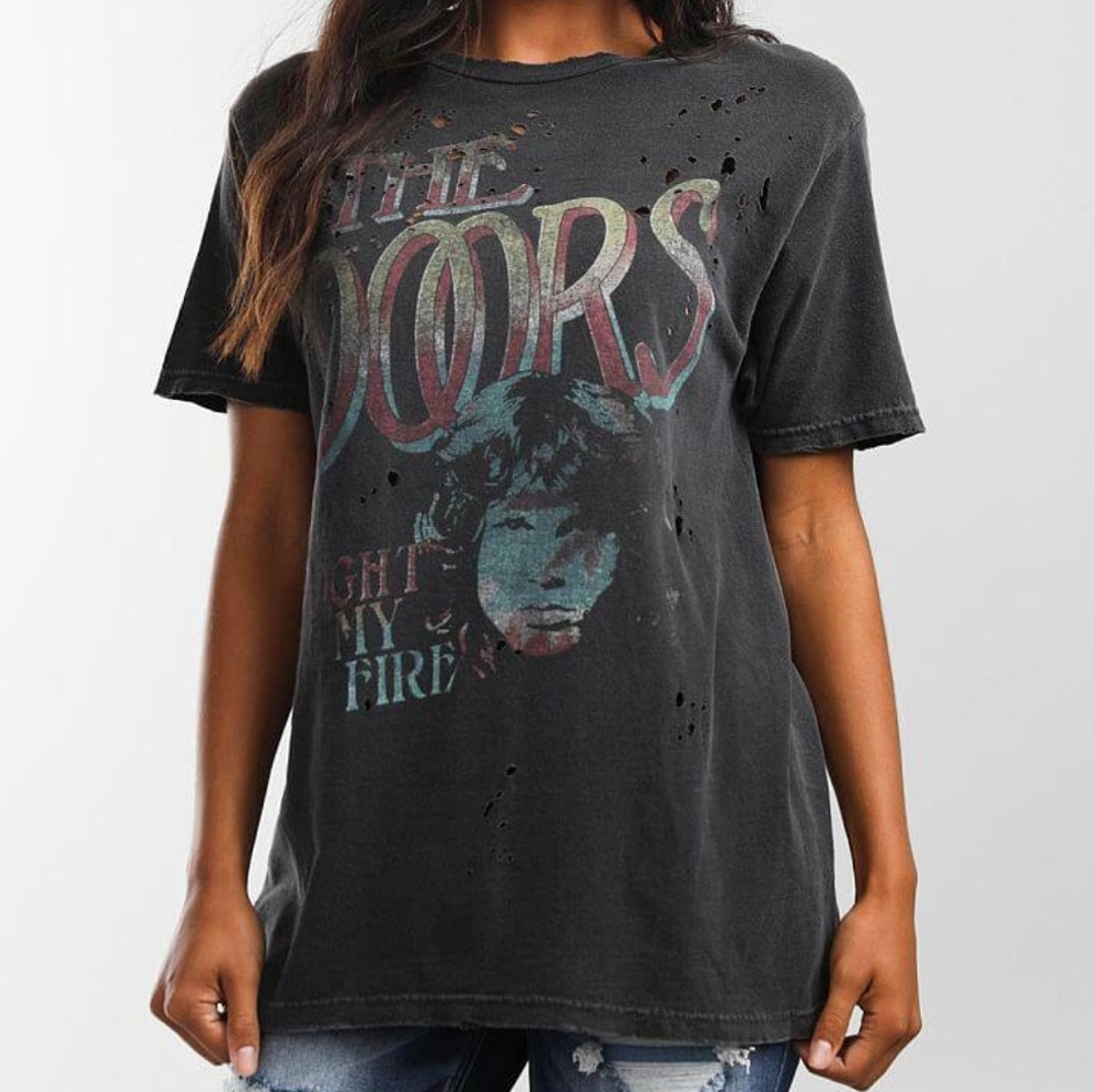 ❤️NeW❤️ THE DOORS ACID WASH OVERSIZED GRAPHIC BAND TEE L/XL